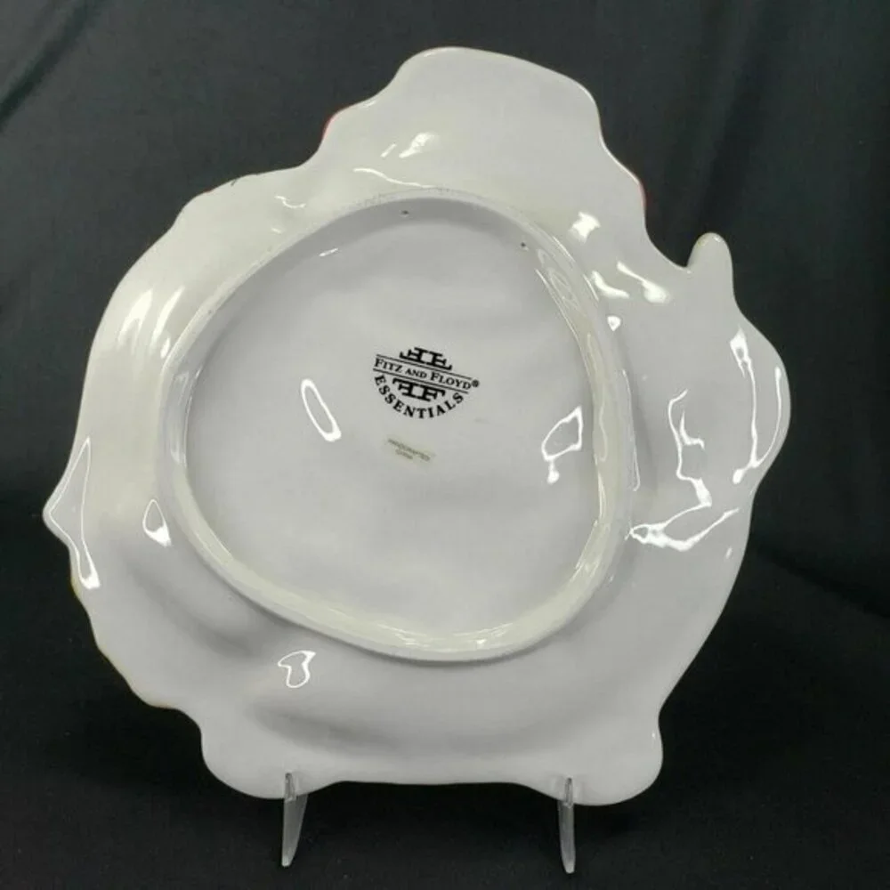 Fitz and‎ Floyd Plaid Christmas Snowman Candy Cookie Dish Canape Plate Embossed